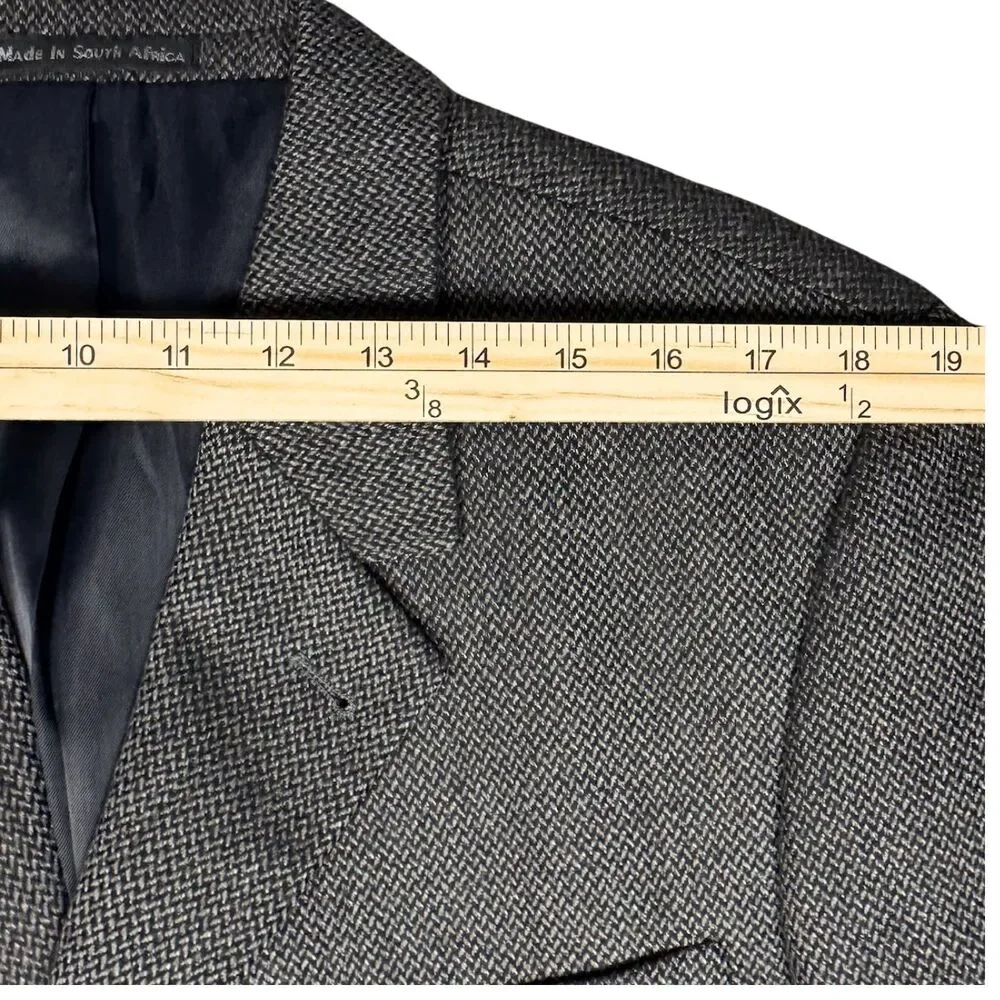 Croft & Barrow Blazer Jacket Worsted Lambswool Herringbone‎ 42R Gray Brown Retro